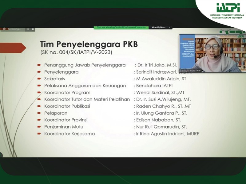 WEBINAR PROGRAM PENERBITAN SERTIFIKAT KEAHLIAN (SKA) TATA LINGKUNGAN DAN AKREDITASI IATPI