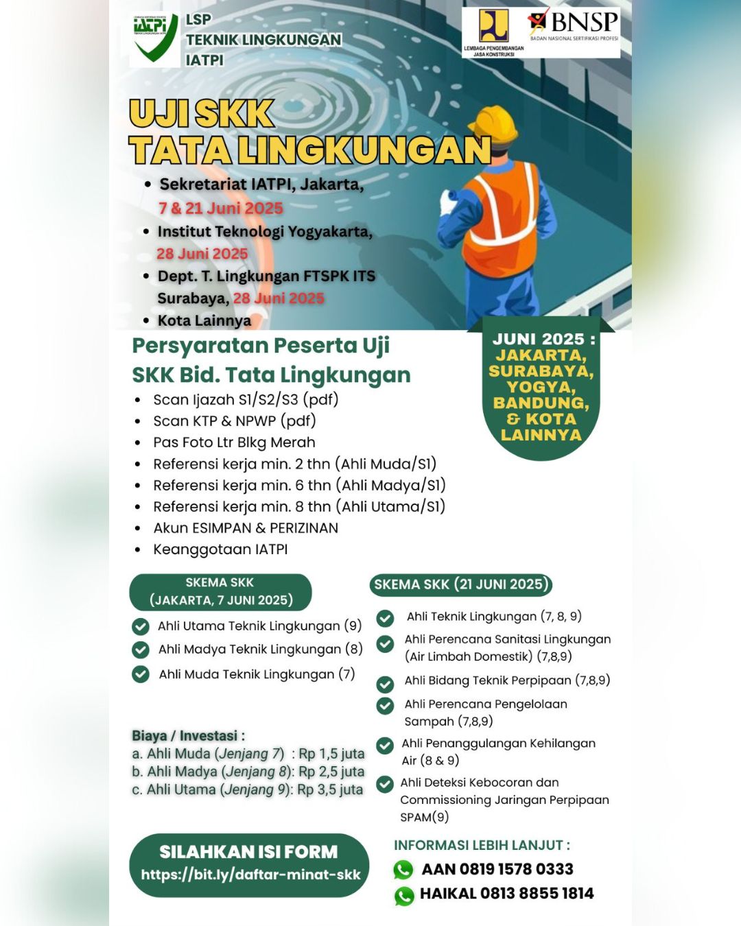 PENDAFTARAN MINAT ASESMEN SKK BIDANG TATA LINGKUNGAN PERIODE JUNI 2025